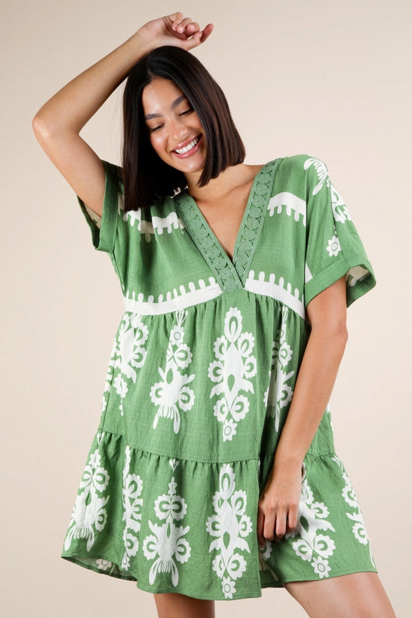 Green Printed Dress
