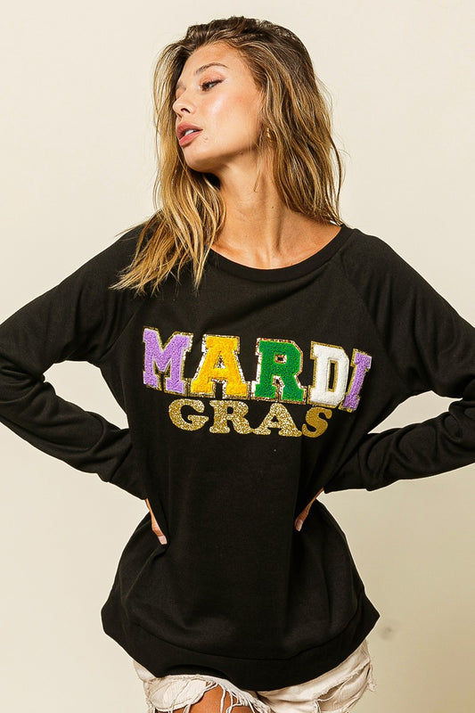 Black Mardi Gras Sweat shirt