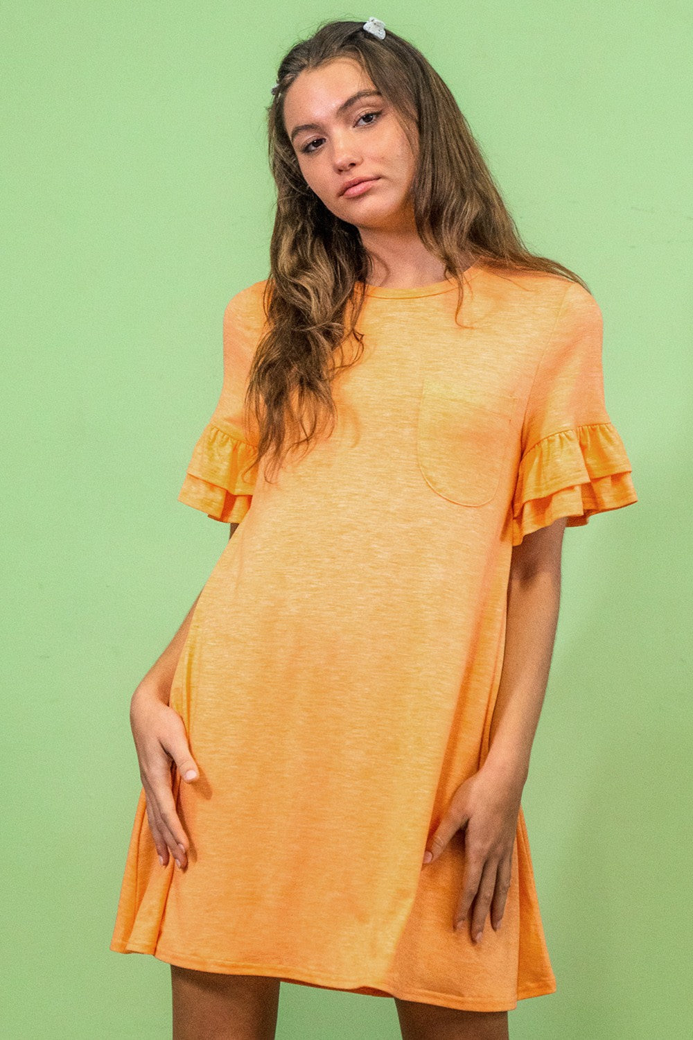 Mango Ruffle sleeve T shirt dress