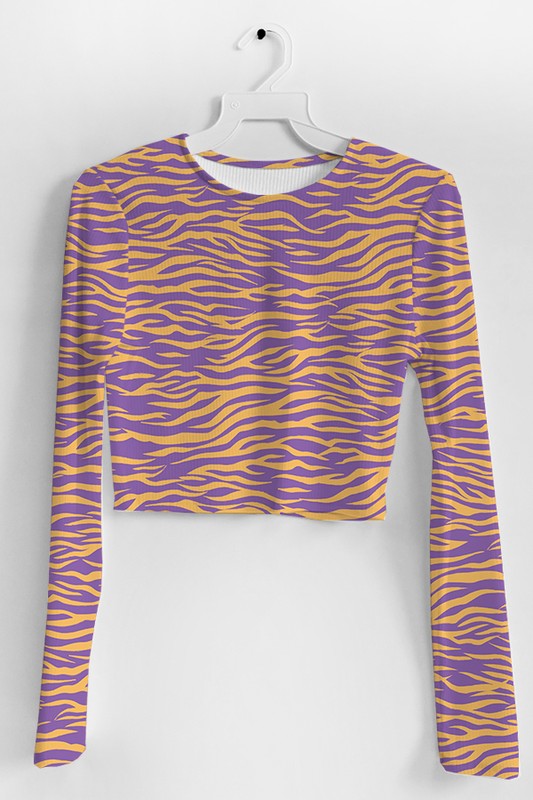 Purple and Gold Tiger print Crop Top