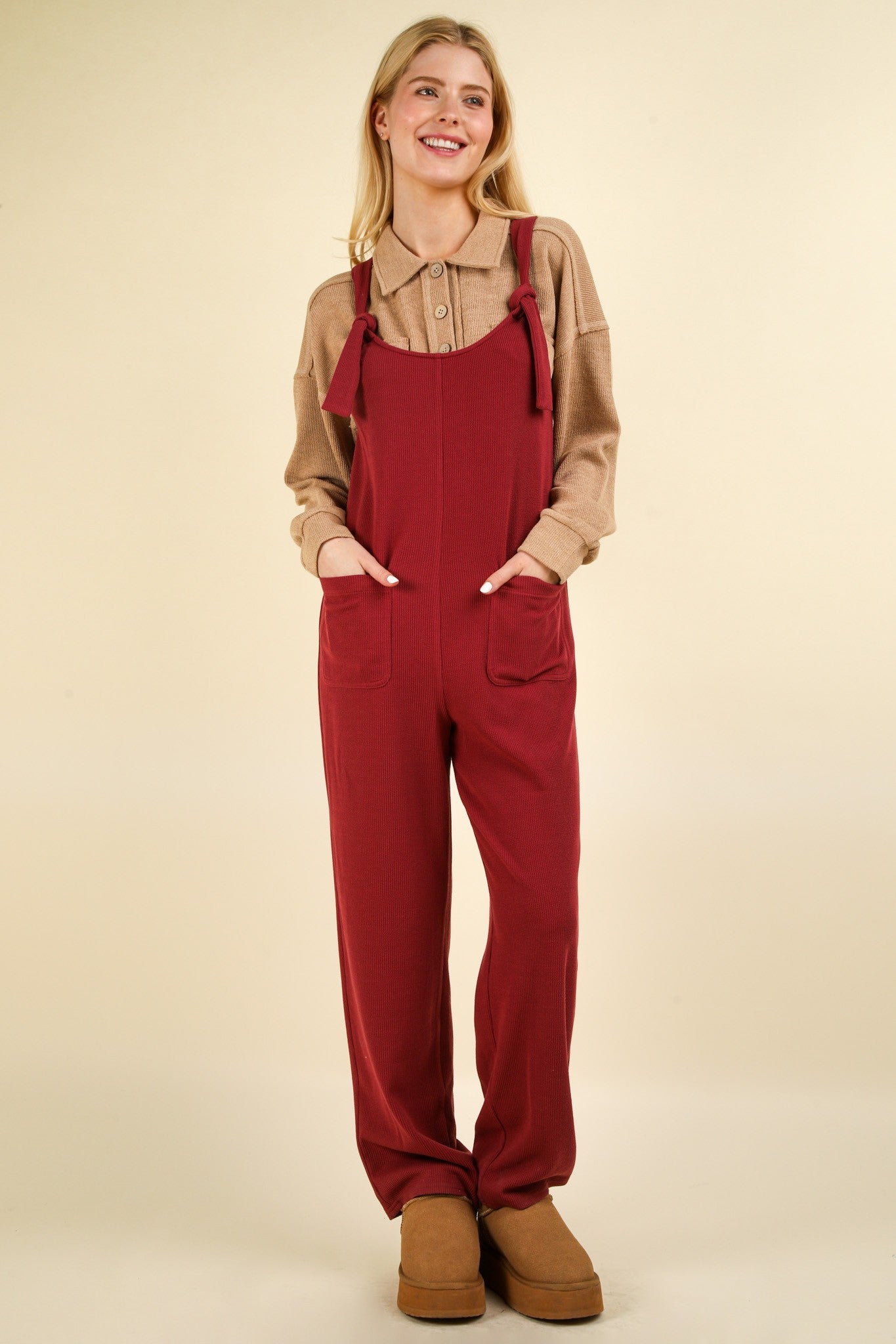 red jumpsuit